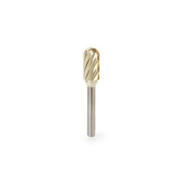 Amana Tool BURS-124NF Radius Cylinder SC Head 1/2 D x 1 CH x 1/4 SHK x 2-3/4 Inch Long ZrN Coated Double Cut SC Burr Bit