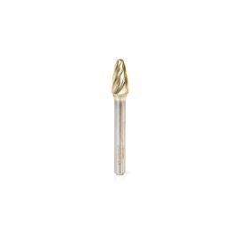 Amana Tool BURS-142NF Radius Tree Shape SC Head 3/8 D x 3/4 CH x 1/4 SHK x 2-1/2 Inch Long ZrN Coated Double Cut SF Burr Bit