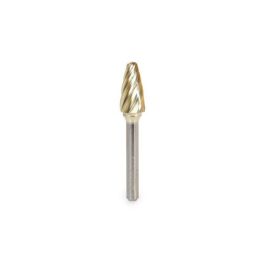 Amana Tool BURS-144NF Radius Tree Shape SC Head 1/2 D x 1 CH x 1/4 SHK x 2-3/4 Inch Long ZrN Coated Double Cut SF Burr Bit