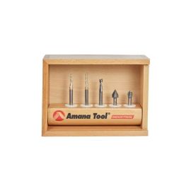 Amana Tool AMS-127 5-Pc Starter Engraving CNC Router Bit Collection, 1/4 Inch SHK