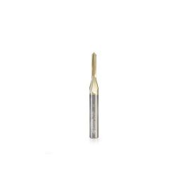 Amana Tool 45609 Zero-Point Solid Carbide V Groove 90 Deg x 1/8 D x 5/8 CH x 1/4 Inch SHK ZrN Coated Router Bit