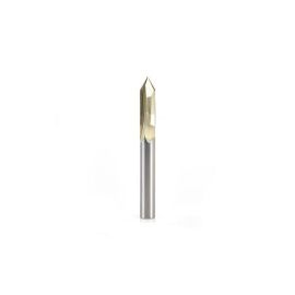 Amana Tool 45615 Zero-Point Solid Carbide V Groove 60 Deg x 1/4 D x 3/4 CH x 1/4 Inch SHK ZrN Coated Router Bit