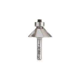 Amana Tool 47306 Carbide Tipped Chamfer 45 Deg Angle x 1-19/64 D x 7/16 CH x 1/4 Inch SHK w/ Ball Bearing 3-Flute Router Bit