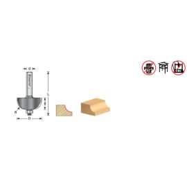 Amana Tool 49121 Carbide Tipped Cove 7/8 R x 2-1/4 D x 1-1/4 CH x 1/2 Inch SHK w/ Lower Ball Bearing Router Bit