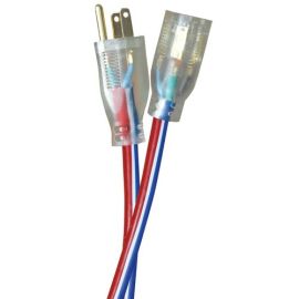 Voltec 05-00158-US SJTW 12/3 50-foot Red White & Blue Extension Cords with Lighted End