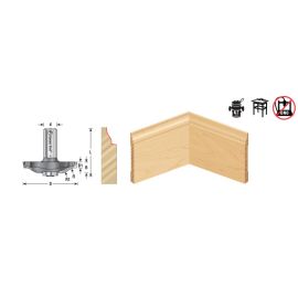 Amana Tool 54299 Carbide Tipped Base Molding Ogee Edge Detail w/ BB 19/64 x 1/8 R x 1-53/64 D x 3/8 CH x 1/2 Inch SHK Router Bit