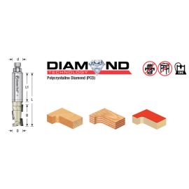 Amana DRB-200 CNC Polycrystalline Diamond (PCD) Tipped Compression Bit