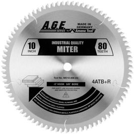 AGE MD10-806 Industrial Carbide Tipped Heavy Duty Miter Double Miter Saw Blade 10 inch Diam 5/8 inch Bore