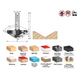 Amana RC-1104 Insert V-Groove 120 Deg x 2-1/32 x 1/2 Inch Shank CNC