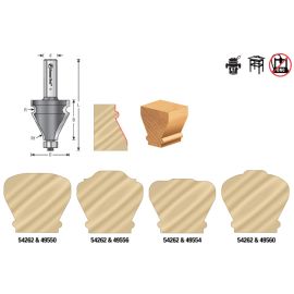 Amana Tool 54262 Carbide Tipped Handrail 1/8 x 19/32 R x 1-3/8 D x 1-1/2 CH x 1/2 Inch SHK w/ Lower Ball Bearing Router Bit