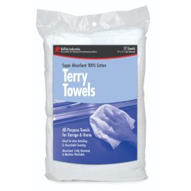 Buffalo Industries 60220 Super Absorbent 100 Percent Cotton Terry 12 Pk Bag