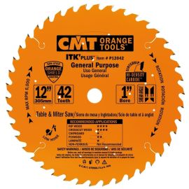 CMT P12042  ITK Plus General Purpose Saw Blade, 12 x 42 Teeth, 10° ATB+Shear with 1-Inch bore