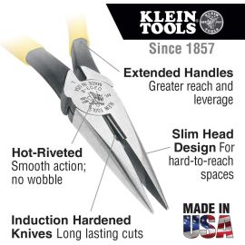 Klein D203-8-GLW 8 in.Hi-Viz Heavy-Duty Long-Nose Pliers Side-Cutting