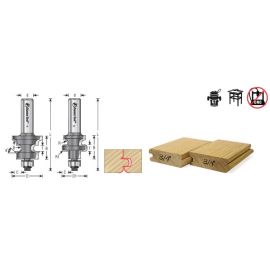 Amana Tool 55456 2-PC Carbide Tipped Flooring 1-13/64 D x 15/16 CH x 1/2 Inch SHK Router Bit Set w/ Nail Slot w/ Lower BB for 5/8 - 3/4 Material