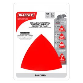 Diablo DCT334ASTH12G 3-3/4" Oscillating Detail Triangle Sanding Sheet Assorted Pk 12-pack