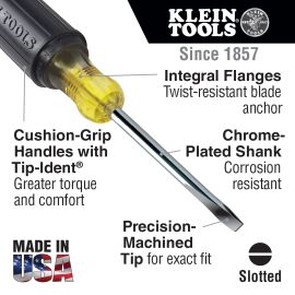 Klein 601-4 3/16 in. Cabinet-Tip Screwdriver 4 in. Round-Shank