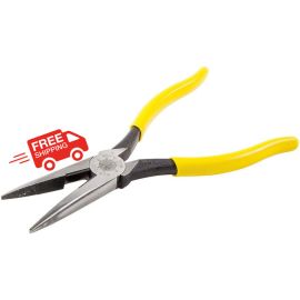 Klein D203-8 8 inch Heavy-Duty Long-Nose Pliers Side-Cutting