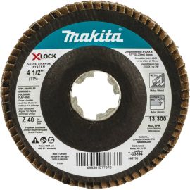 Makita T-03894 X‑LOCK 4‑1/2" 40 Grit Type 29 Angled Grinding and Polishing Flap Disc for X‑LOCK and All 7/8" Arbor Grinders