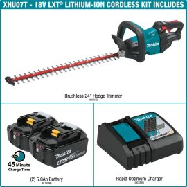 Makita XHU07T 18V LXT® Lithium‑Ion Brushless Cordless 24" Hedge Trimmer Kit (5.0Ah)