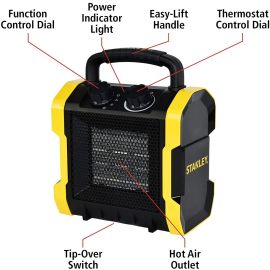 Stanley ST-222A-120 Heavy Duty Electric Heater, Black, Yellow | Dynamite Tool 