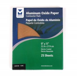 Mercer 230150 9 x 11" Aluminum Oxide Paper Sheets Grit 150C, 25 Pack