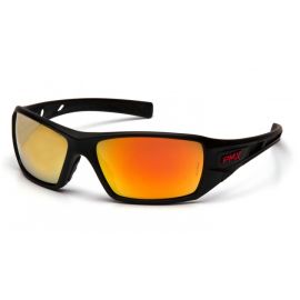 Pyramex Safety SBRF10445D VELAR Safety Glasses Ice Orange Mirror Lens with Black and Red Frame 1-pair