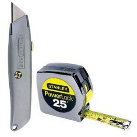 Stanley 90-082 25 Ft PowerLock Tape Rule w/ 6 in. Classic Retractable Knife Set