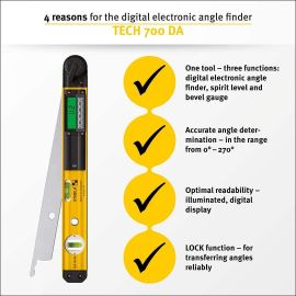 Stabila 39018 TECH 700 DA 18-Inch Digital Electronic Angle Finder, Spirit Level and Bevel Gauge