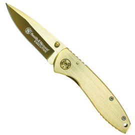 Smith & Wesson CK110GL S&W Exec Gold  Titanium Powder Coated Drop Point Blade/Gold Alum Handle