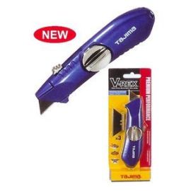 Tajima VR-102B VR-Series retractable-blade utility knife with 3 V-REX blades (blue)