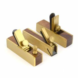 Big Horn 19278 Micro Brass Plane 3 Piece Standard, Bull Nose, Scraper in Wooden Box (ATS-5464)